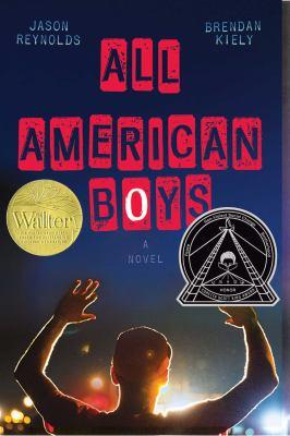 Cover of All American Boys, a teen boy with his hands over his head