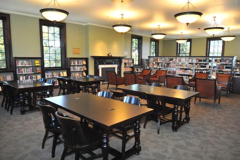 room with large reading tables