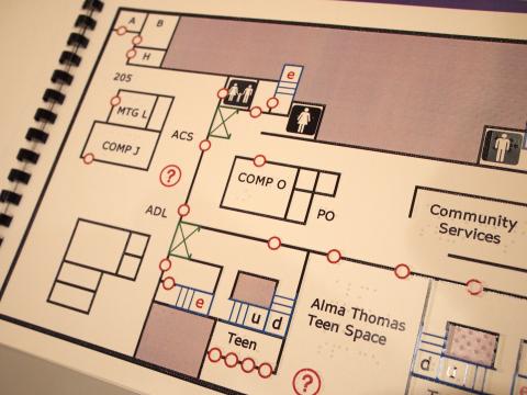 Image of the tactile map of the Center for Accessibility space
