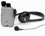 A small device with a microphone and headphones 