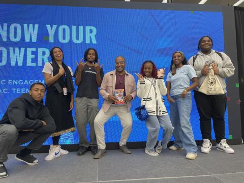 The Teen Council strikes a pose with author and keynote speaker, Jordan Casomar 