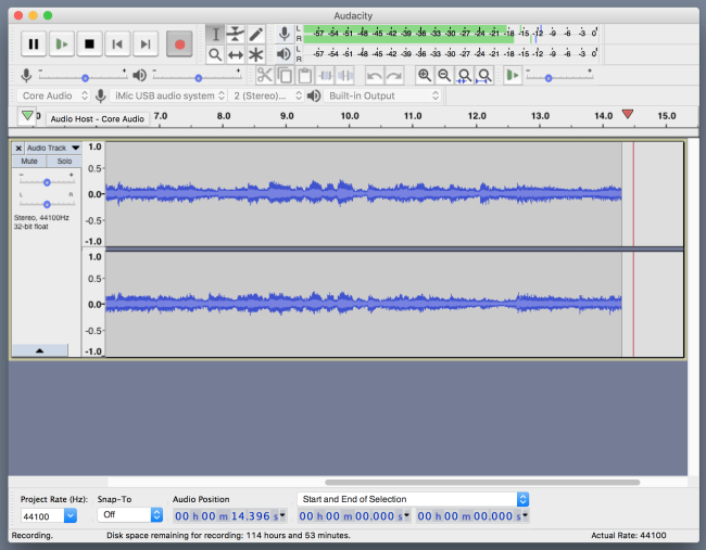Audacity window