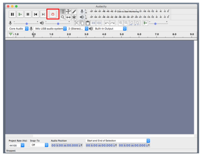 Audacity record window
