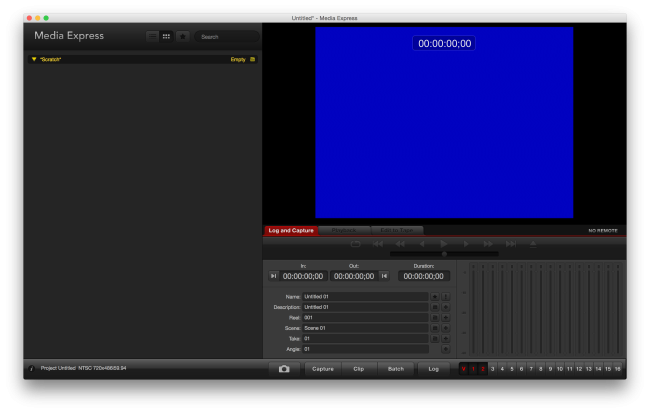 Blackmagic Log and Capture Window