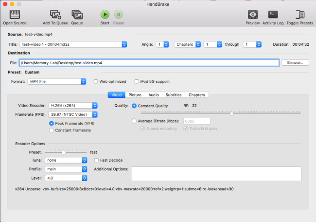 Handbrake Settings Window