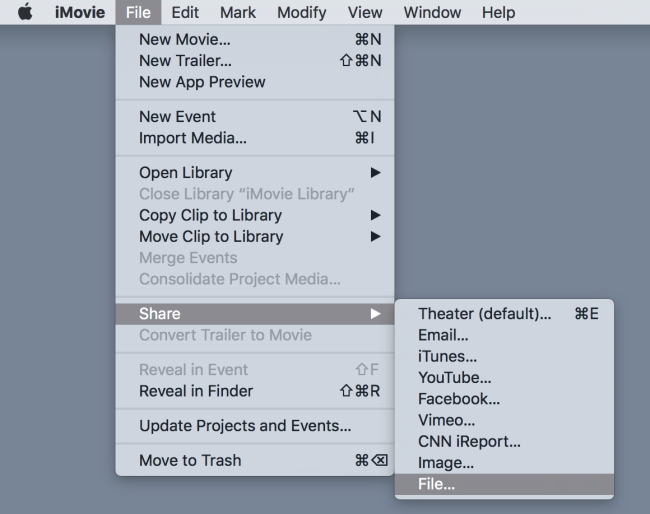 iMovie screen