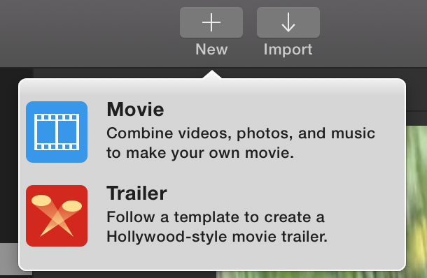 iMovie screen