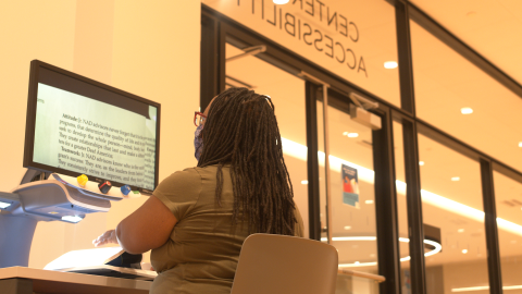 Person using assistive technology in the Center for Accessibility