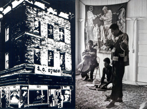 d.c. space black and white montage with photograph of Don Cherry performing in 1977