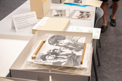 Archival materials on a table